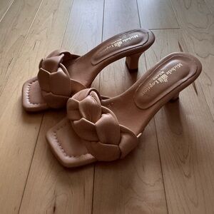Michele Lopriore Women's Nude Braided Heeled Mule Sandals - Made in Italy - EU37